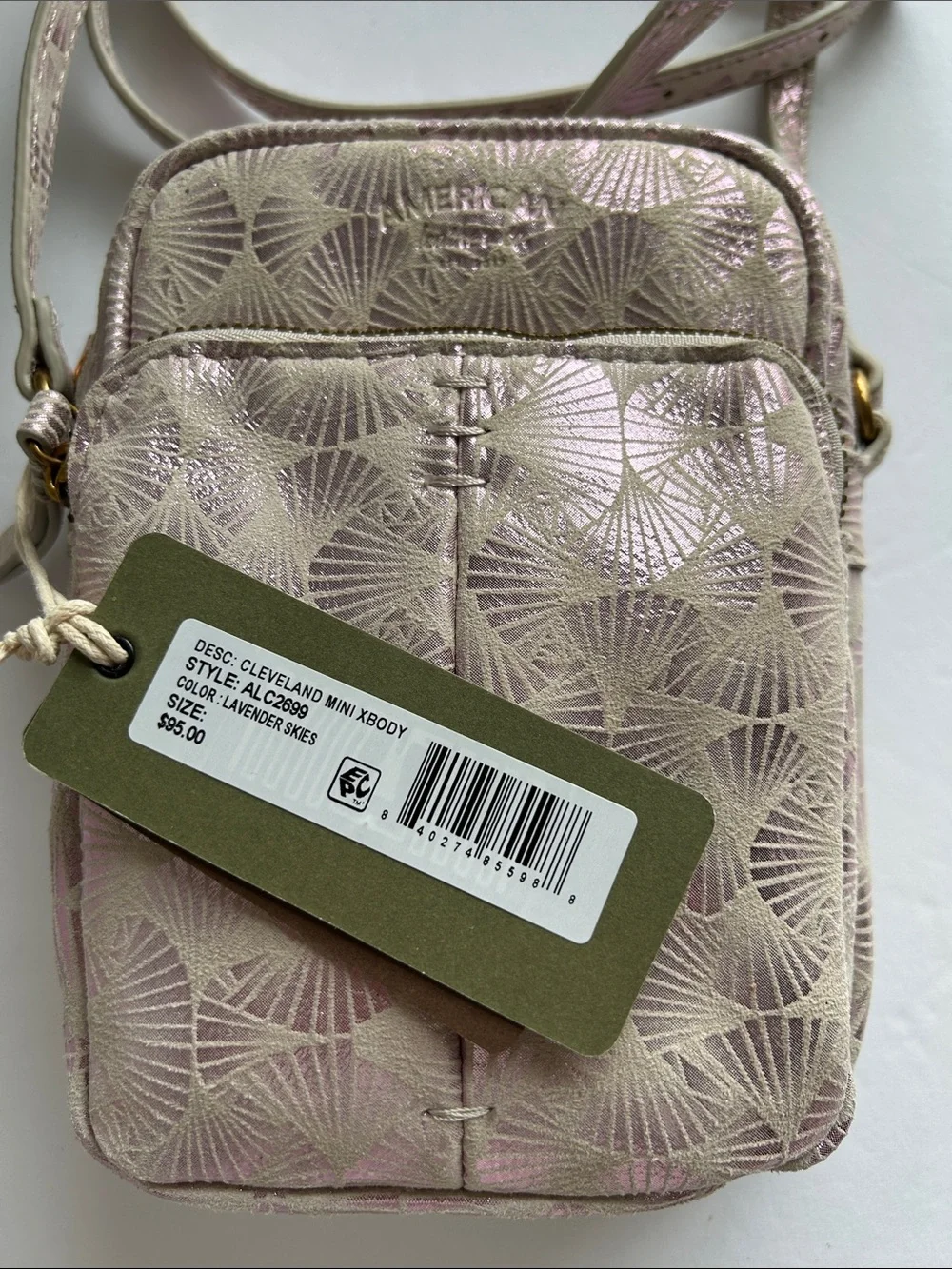 NWT American Leather Co. Cleveland Mini Leather Crossbody Bag in Lavender Skies